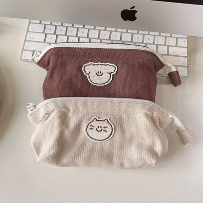 Haile Husă portabilă mare pentru creion pentru câini din desene animate Kawaii Geanta de creion Geanta de depozitare pentru școală Cutie pentru pix mare Husă Papetărie din pânză