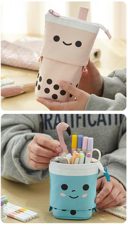 Huse pentru creioane Kawaii pentru fete baieti cu fermoar cutie cu creion pisica dragalasa rechizite scolare papetărie cadou huse pop-up Trousse scolara