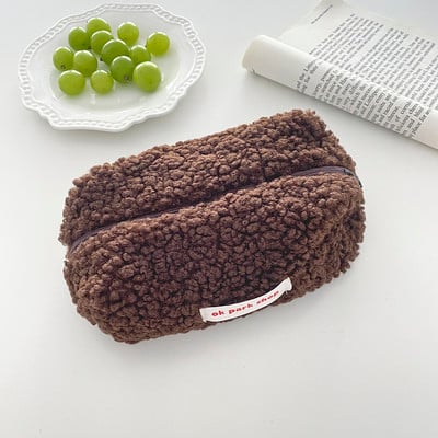 EZONE Pernica od janjeće vune, stolna torba za pohranu, kozmetički organizator šminke, mekana, pisaći pribor za školu, jednostavan poklon