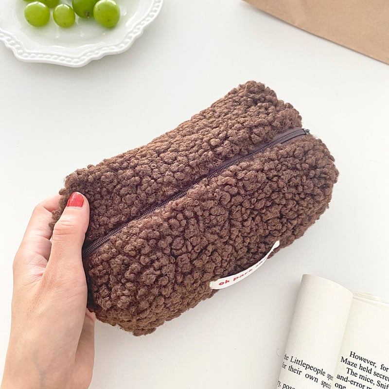 EZONE Pernica od janjeće vune, stolna torba za pohranu, kozmetički organizator šminke, mekana, pisaći pribor za školu, jednostavan poklon