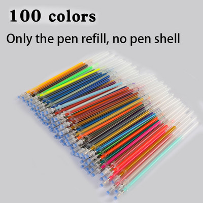 100 de bucăți stilou cu gel de reîncărcare pentru evidențiator multicolor, pixuri strălucitoare colorate pentru rechizite școlare, elevi, papetărie 04116