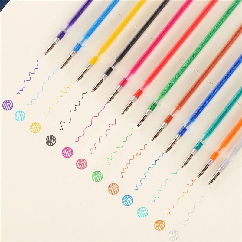 100 de bucăți stilou cu gel de reîncărcare pentru evidențiator multicolor, pixuri strălucitoare colorate pentru rechizite școlare, elevi, papetărie 04116