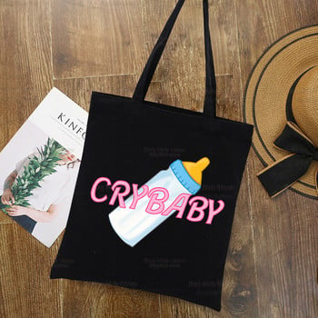 Melanie Martinez Crybaby Tote Bag Shopping Original Design Μαύρες Unisex τσάντες καμβά ταξιδιού Eco Αναδιπλούμενη τσάντα Shopper