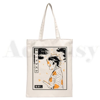 Demon Slayer Kimetsu No Yaiba Kamado Tanjirou Τσάντες Τσάντες ώμου Casual Shopping Girls Handbag Γυναικεία Κομψή τσάντα από καμβά