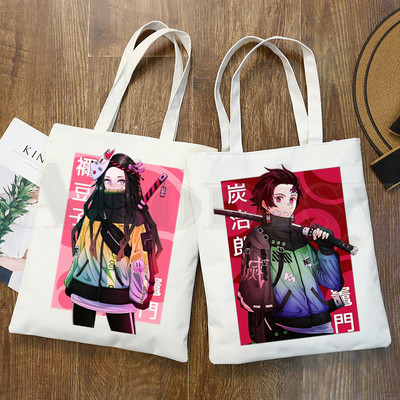 Demon Slayer Kimetsu No Yaiba Kamado Tanjirou Ručne torbe Torbe na rame Ležerna kupnja Ženska torba Elegantna platnena torba