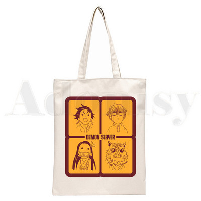 Demon Slayer Kimetsu No Yaiba Kamado Tanjirou Τσάντες Τσάντες ώμου Casual Shopping Girls Handbag Γυναικεία Κομψή τσάντα από καμβά
