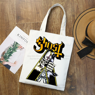 Ghost Band vállvászon táskák nagy kapacitású College Harajuku Ghost BC kézitáska női táska bevásárlótáska