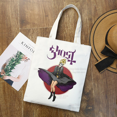 Ghost Band vállvászon táskák nagy kapacitású College Harajuku Ghost BC kézitáska női táska bevásárlótáska