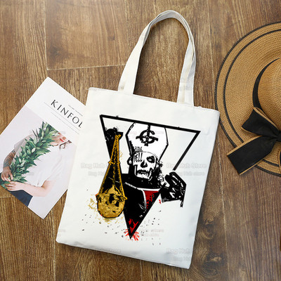 Ghost Band vállvászon táskák nagy kapacitású College Harajuku Ghost BC kézitáska női táska bevásárlótáska