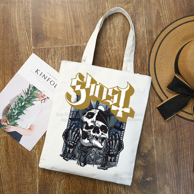 Ghost Band vállvászon táskák nagy kapacitású College Harajuku Ghost BC kézitáska női táska bevásárlótáska