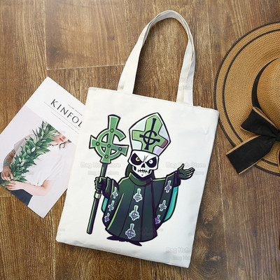 Ghost Band vállvászon táskák nagy kapacitású College Harajuku Ghost BC kézitáska női táska bevásárlótáska
