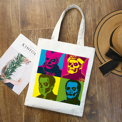 Ghost Band vállvászon táskák nagy kapacitású College Harajuku Ghost BC kézitáska női táska bevásárlótáska