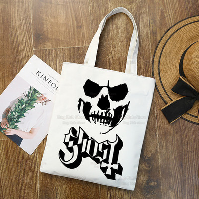 Ghost Band vállvászon táskák nagy kapacitású College Harajuku Ghost BC kézitáska női táska bevásárlótáska