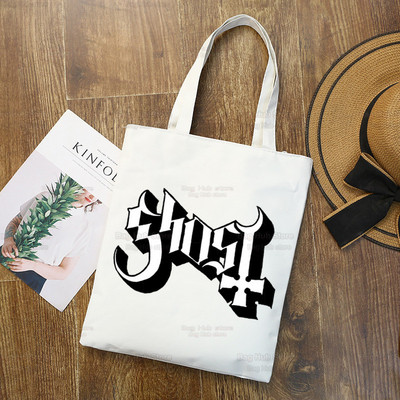Ghost Band vállvászon táskák nagy kapacitású College Harajuku Ghost BC kézitáska női táska bevásárlótáska