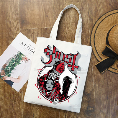 Ghost Band vállvászon táskák nagy kapacitású College Harajuku Ghost BC kézitáska női táska bevásárlótáska