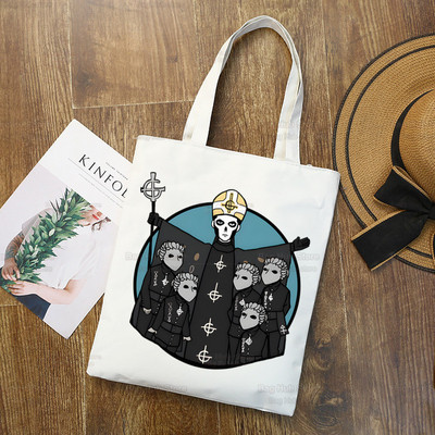 Ghost Band vállvászon táskák nagy kapacitású College Harajuku Ghost BC kézitáska női táska bevásárlótáska