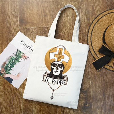 Ghost Band vállvászon táskák nagy kapacitású College Harajuku Ghost BC kézitáska női táska bevásárlótáska