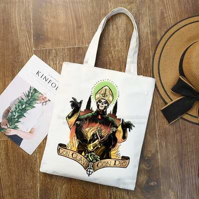 Ghost Band vállvászon táskák nagy kapacitású College Harajuku Ghost BC kézitáska női táska bevásárlótáska