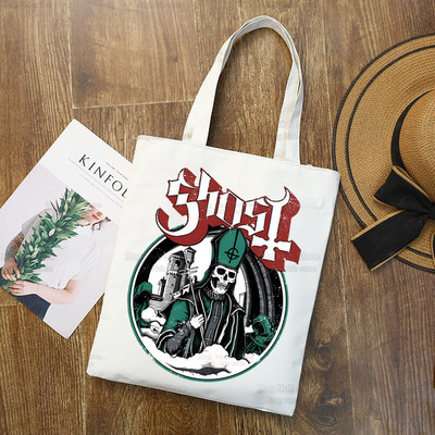 Ghost Band vállvászon táskák nagy kapacitású College Harajuku Ghost BC kézitáska női táska bevásárlótáska