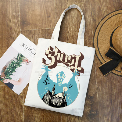 Ghost Band vállvászon táskák nagy kapacitású College Harajuku Ghost BC kézitáska női táska bevásárlótáska