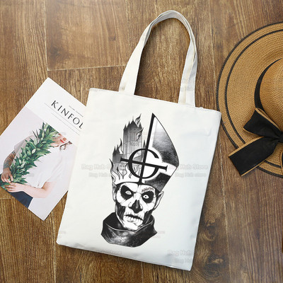 Ghost Band vállvászon táskák nagy kapacitású College Harajuku Ghost BC kézitáska női táska bevásárlótáska