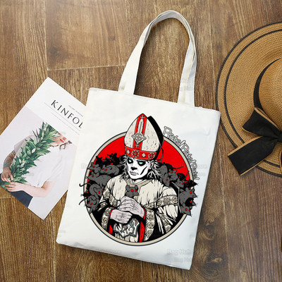 Ghost Band vállvászon táskák nagy kapacitású College Harajuku Ghost BC kézitáska női táska bevásárlótáska