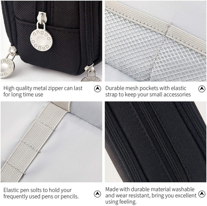 Kawaii zīmuļu futrālis Lielas ietilpības audekla pildspalvu soma meitenēm Daudzslāņu kastīte vienkrāsains, jauki skolas piederumi korejiešu rakstāmpiederumi