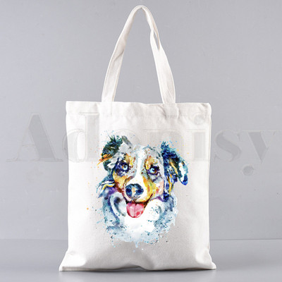 Border Collie Dog Cartoon Funny Kawaii Art Print Τσάντες Τσάντες ώμου Casual Shopping Girls Handbag Γυναικεία Κομψή τσάντα από καμβά
