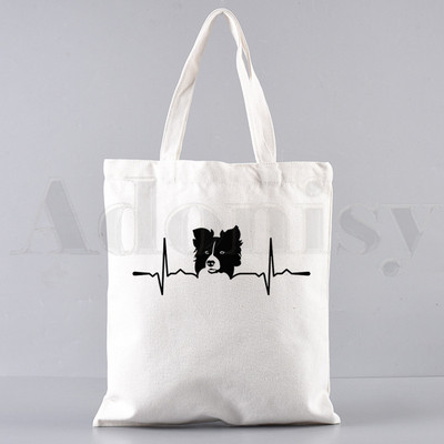 Border Collie Dog Cartoon Funny Kawaii Art Print Τσάντες Τσάντες ώμου Casual Shopping Girls Handbag Γυναικεία Κομψή τσάντα από καμβά