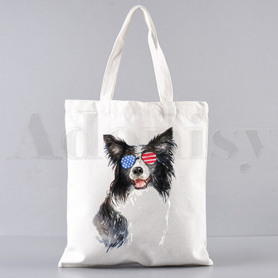 Border Collie Dog Cartoon Funny Kawaii Art Print Τσάντες Τσάντες ώμου Casual Shopping Girls Handbag Γυναικεία Κομψή τσάντα από καμβά