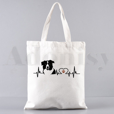Border Collie Dog Cartoon Funny Kawaii Art Print Τσάντες Τσάντες ώμου Casual Shopping Girls Handbag Γυναικεία Κομψή τσάντα από καμβά
