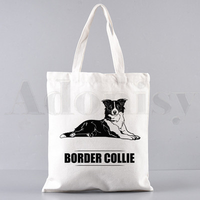 Border Collie Dog Cartoon Funny Kawaii Art Print Τσάντες Τσάντες ώμου Casual Shopping Girls Handbag Γυναικεία Κομψή τσάντα από καμβά