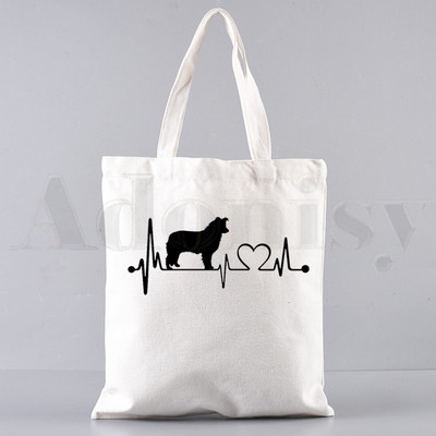 Border Collie Dog Cartoon Funny Kawaii Art Print Τσάντες Τσάντες ώμου Casual Shopping Girls Handbag Γυναικεία Κομψή τσάντα από καμβά
