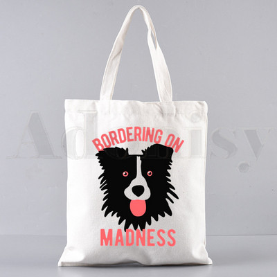 Border Collie Dog Cartoon Funny Kawaii Art Print Τσάντες Τσάντες ώμου Casual Shopping Girls Handbag Γυναικεία Κομψή τσάντα από καμβά