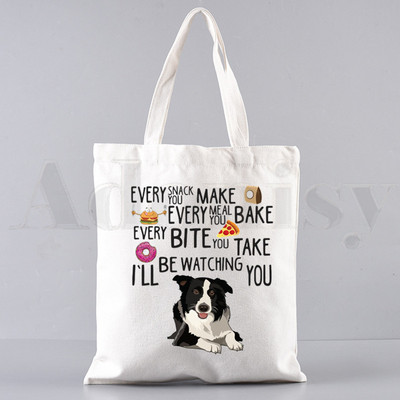 Border Collie Dog Cartoon Funny Kawaii Art Print Τσάντες Τσάντες ώμου Casual Shopping Girls Handbag Γυναικεία Κομψή τσάντα από καμβά