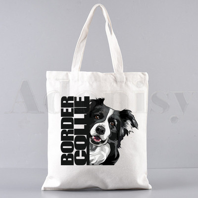 Border Collie Dog Cartoon Funny Kawaii Art Print Τσάντες Τσάντες ώμου Casual Shopping Girls Handbag Γυναικεία Κομψή τσάντα από καμβά