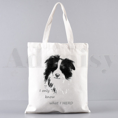 Border Collie Dog Cartoon Funny Kawaii Art Print Τσάντες Τσάντες ώμου Casual Shopping Girls Handbag Γυναικεία Κομψή τσάντα από καμβά