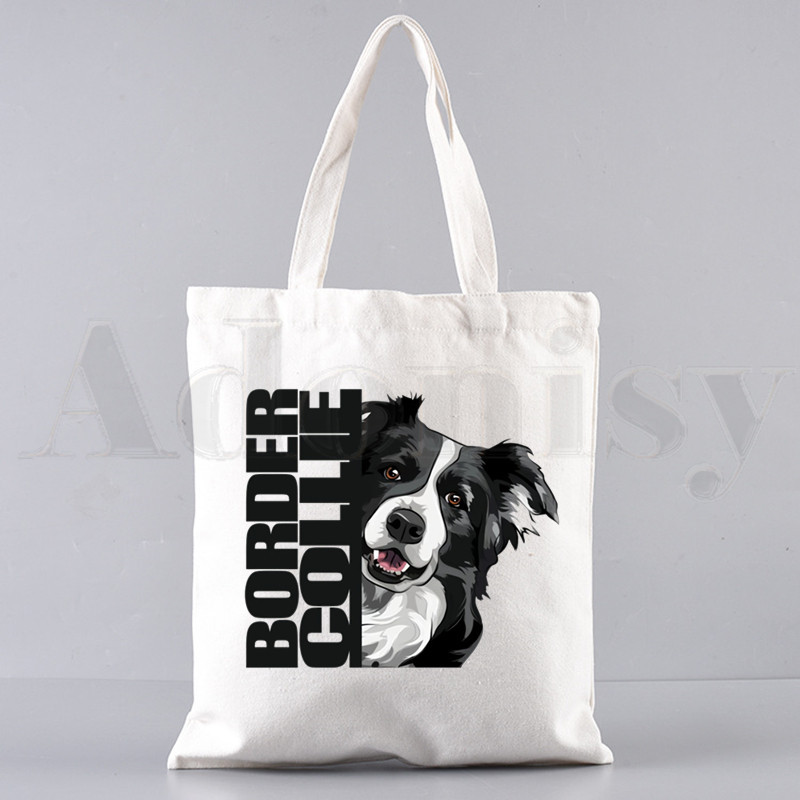 Border Collie Dog Cartoon Funny Kawaii Art Print Τσάντες Τσάντες ώμου Casual Shopping Girls Handbag Γυναικεία Κομψή τσάντα από καμβά