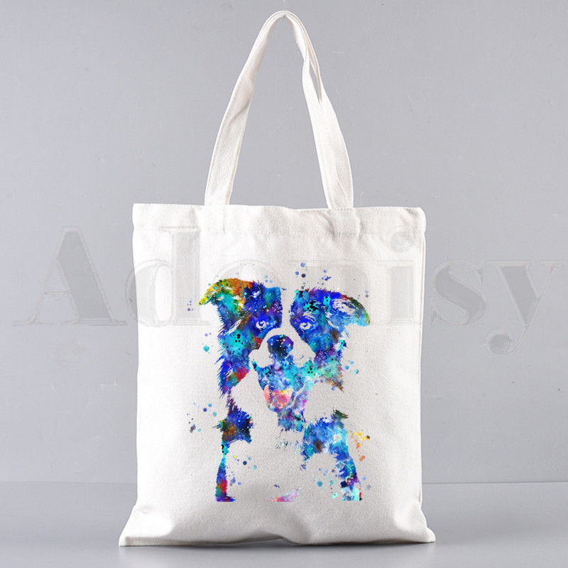 Border Collie Dog Cartoon Funny Kawaii Art Print Τσάντες Τσάντες ώμου Casual Shopping Girls Handbag Γυναικεία Κομψή τσάντα από καμβά