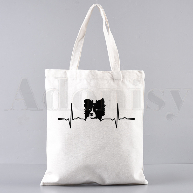 Border Collie Dog Cartoon Funny Kawaii Art Print Τσάντες Τσάντες ώμου Casual Shopping Girls Handbag Γυναικεία Κομψή τσάντα από καμβά