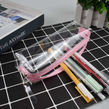 Нов стил Прозрачен калъф за молив с цип Чанта за химикалки Козметична торбичка за гримове Органайзери Канцеларски материали Подаръци Ученически пособия