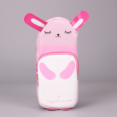 1 bucată nou Kawaii pisică panda și iepure geantă de creion cu fermoar din piele PU husă de creion impermeabilă geantă de depozitare articole de papetărie cadou pentru copii