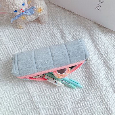 Kawaii Pencil Caes Плюшени бисквитки с голям капацитет Чанти за химикалки Сладка анимационна кафява кутия за химикалки за момичета 0ffice Ученически пособия Стационарни