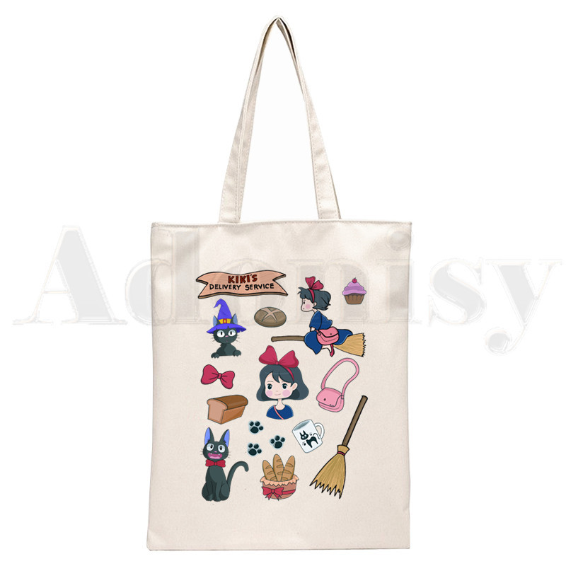Kiki's Delivery Gigi Black Cat Anime Genți de mână Genți de umăr Genți de umăr pentru cumpărături casual Geanta de mână pentru femei Geantă elegantă din pânză