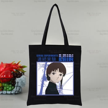 Аниме Сериални Експерименти Lain Shopping Canvas Bag Female Girl Tote Eco Harajuku Shopper Iwakura Manga Чанти за рамо, Drop Ship