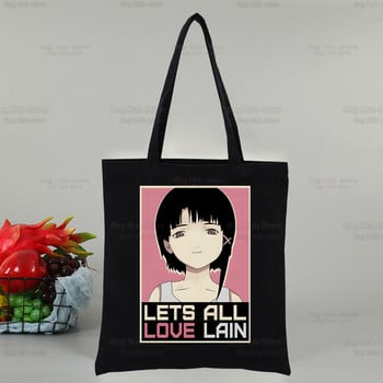 Аниме Сериални Експерименти Lain Shopping Canvas Bag Female Girl Tote Eco Harajuku Shopper Iwakura Manga Чанти за рамо, Drop Ship