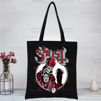 Ghost Band Черни дамски чанти Canvas Tote Ghost BC Пазарски чанти Многократна пазарска чанта Еко сгъваема