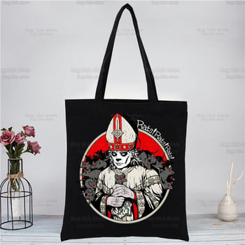 Ghost Band Черни дамски чанти Canvas Tote Ghost BC Пазарски чанти Многократна пазарска чанта Еко сгъваема