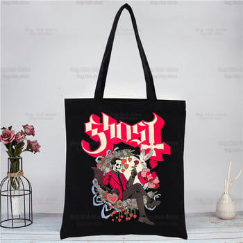 Ghost Band Черни дамски чанти Canvas Tote Ghost BC Пазарски чанти Многократна пазарска чанта Еко сгъваема