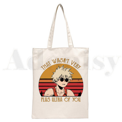 Boku No Anime My Hero Academia Bakugou Katsuki Graphic Cartoon Print Shopping Bags Djevojačka moda Casual Pacakge Ručna torba